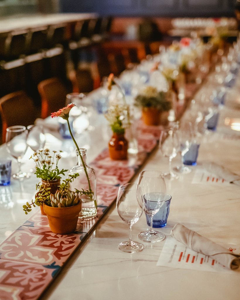 table setting with glasses